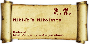 Miklós Nikoletta névjegykártya