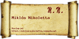 Miklós Nikoletta névjegykártya